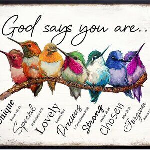 Religious Wall Art Hummingbirds Print 11x14 Motivational Christian Decor